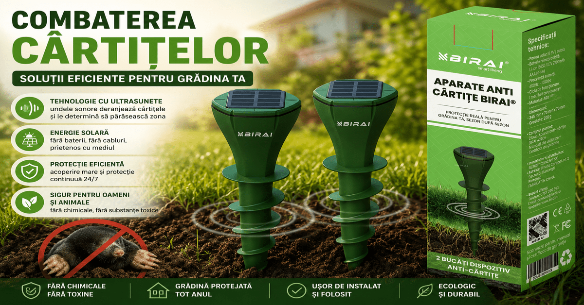 Solutie eficienta anti cartite cu vibratii si energie solara pentru gazon si gradina